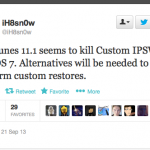 iTunes 11.1 blocca l’utilizzo dei custom firmware per eseguire il jailbreak