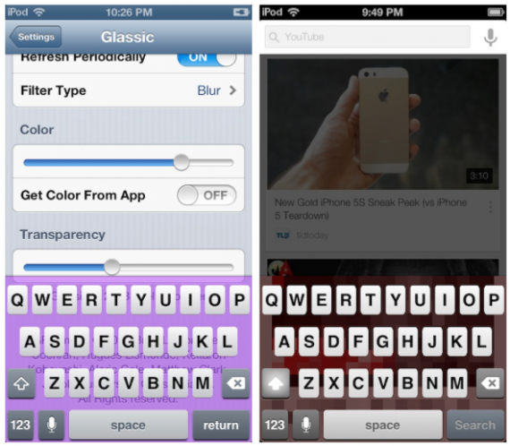 Tastiera in stile iOS 7 su iOS 6 grazie a Glassic – Cydia