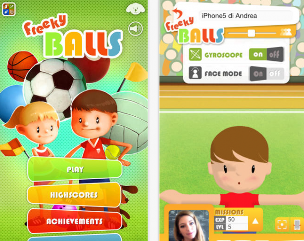 Freeky Balls: muovi il personaggio con la faccia