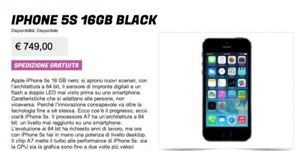 iphone 5s italia