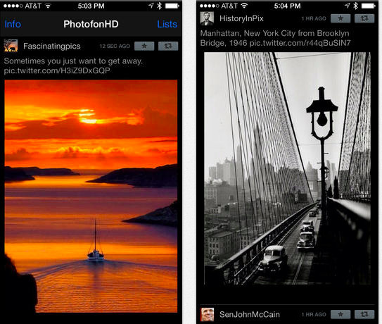 Sfoglia le immagini della tua timeline di Twitter con Photofon HD