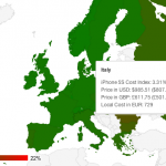 Il prezzo dell’iPhone 5S in base al PIL delle varie nazioni