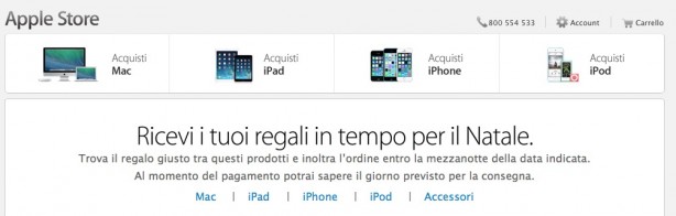 Apple ti informa su quando ordinare un iPad per riceverlo entro Natale