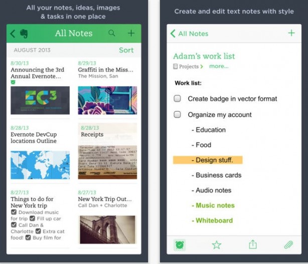 Evernote per iOS si aggiorna con Work Chat e Context