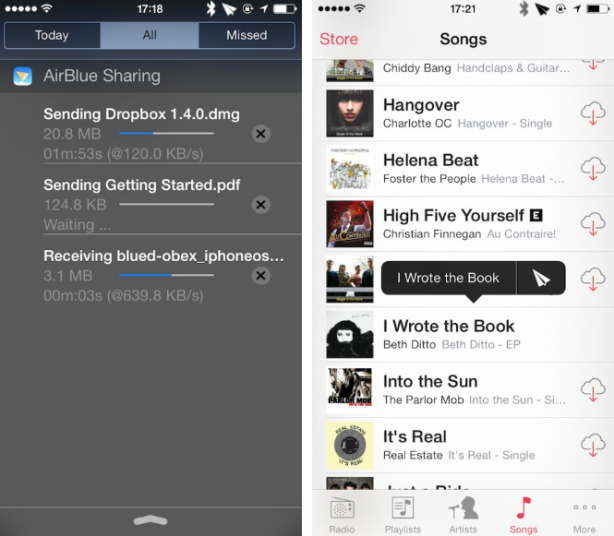 Scambia qualsiasi file via Bluetooth tra iPhone e altri dispositivi con AirBlue Sharing per iOS 7 – Cydia