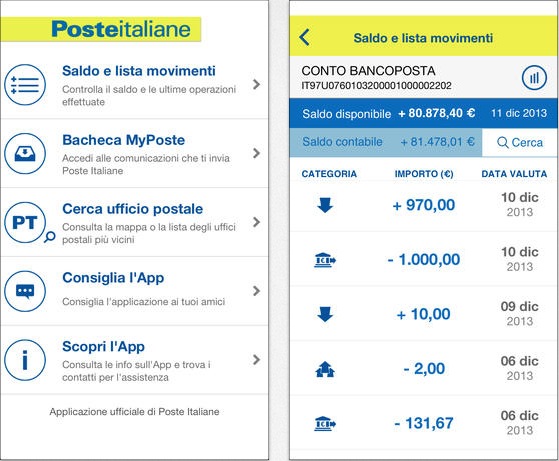 Conto BancoPosta iPhone pic0