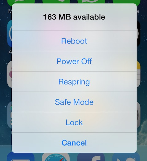 RAM libera e toggle per il riavvio sempre a portata di mano con SBPowerAlert – Cydia