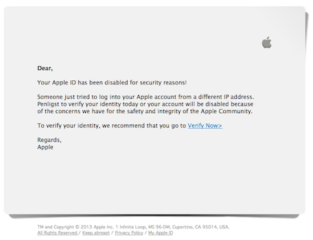 Attenzione a questa mail: potrebbe compromettere il vostro Apple ID!