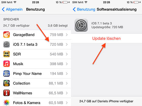 iOS 7.1 beta 3: è possibile cancellare i file dell’aggiornamento dall’iPad