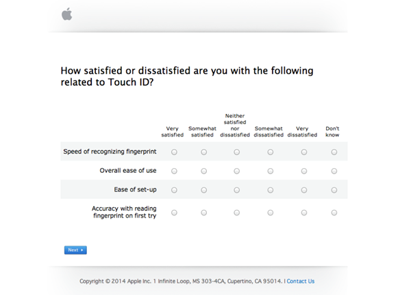 Apple invia dei sondaggi riguardo iPhone 5S, Touch ID e Android