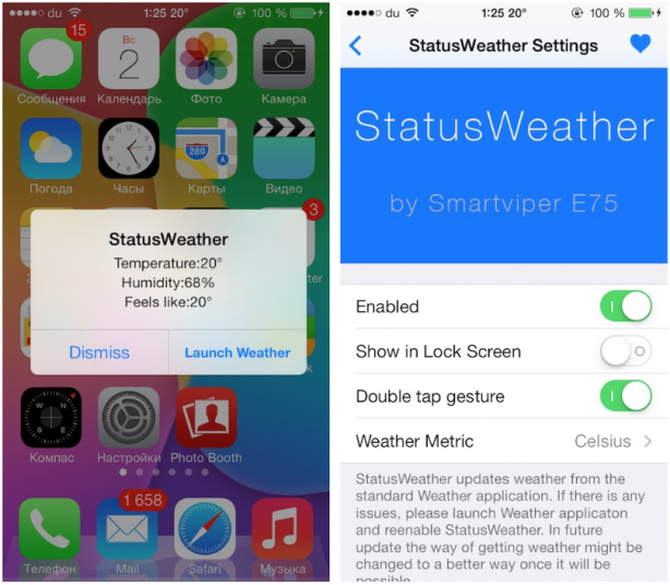 Come visualizzare il meteo nella barra di stato su iPhone – Cydia