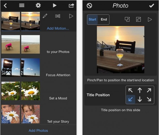 PhotoMotion: creare slideshow con le foto salvate su iPhone