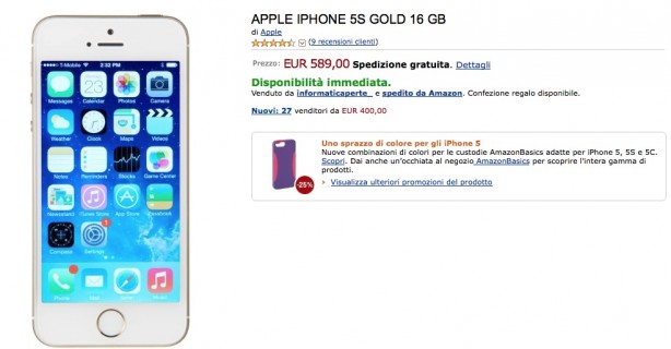 Super offerta su Amazon: iPhone 5s Gold a 589€!