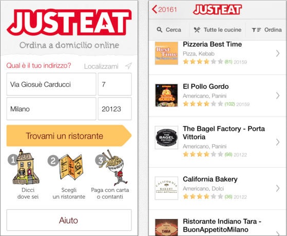 Justeat.it: ordina a domicilio dai ristoranti più vicini a te