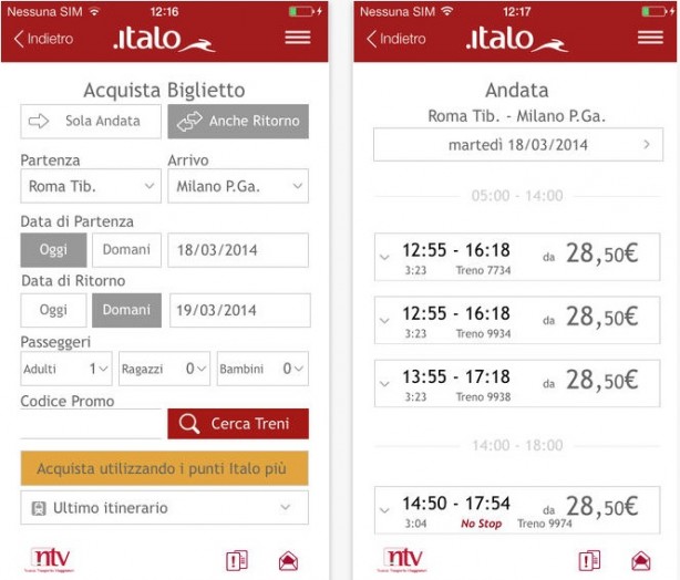 Nuove forme di prenotazione con l’app di Italo Treno