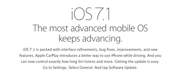 Apple presenta iOS 7.1 con una pagina web