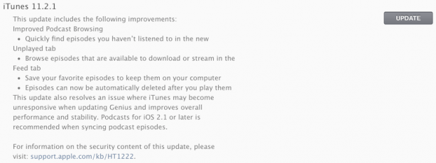 iTunes 11.2.1 disponibile per il download: corretto un bug sui Mac