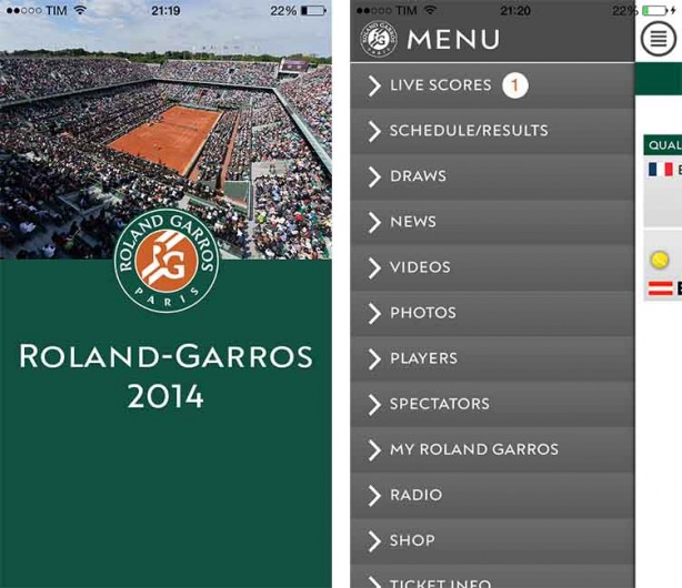 RolandGarros: l’app ufficiale del torneo francese di tennis più seguito