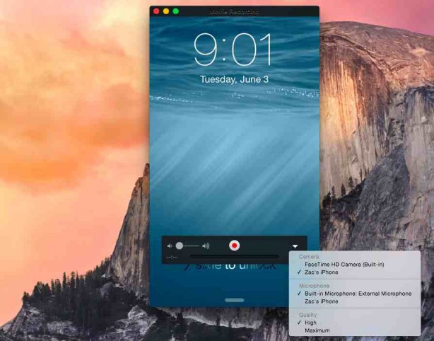 OS X Yosemite permette la registrazione dello schermo di iPhone