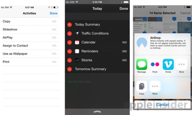 Apple introduce la personalizzabile per il Centro Notifiche e il menu di condivisione