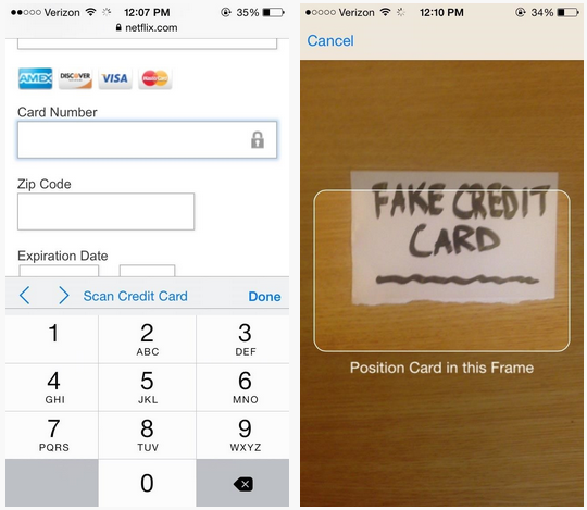 iOS 8: è possibile scansionare una carta di credito con la fotocamera