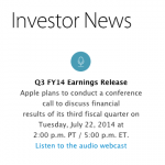 Apple annuncerà i risultati fiscali del Q3 il 22 Luglio