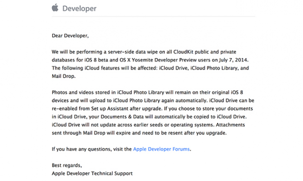 Attenzione al 7 luglio: Apple eliminerà i contenuti in CloudKit salvati tramite iOS 8