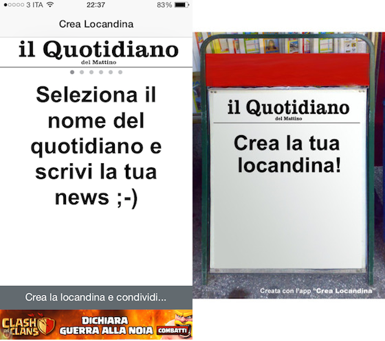 Titoli di giornale personalizzati con l’app Crea Locandina