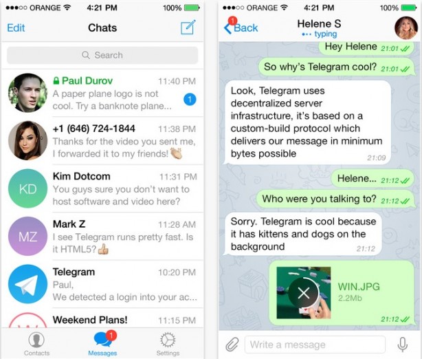 Telegram HD: messaggi istantanei tra iPhone, iPad e Mac