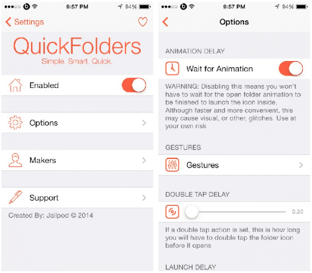 Lancia rapidamente le app nelle cartelle con QuickFolders – Cydia