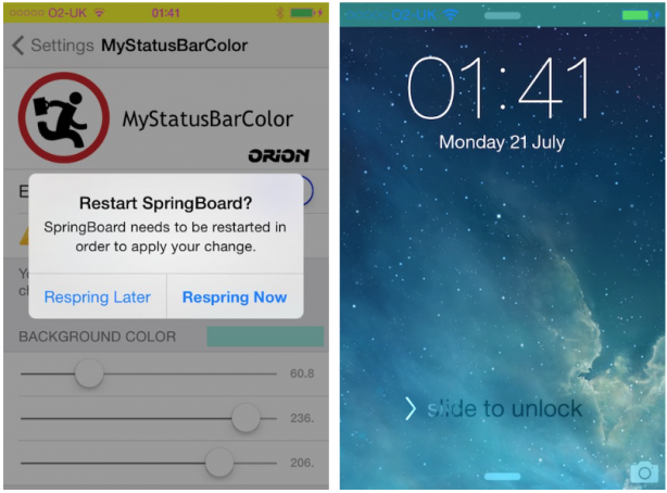 Colora la barra di stato dell’iPhone e il suo font con MyStatusBarColor – Cydia