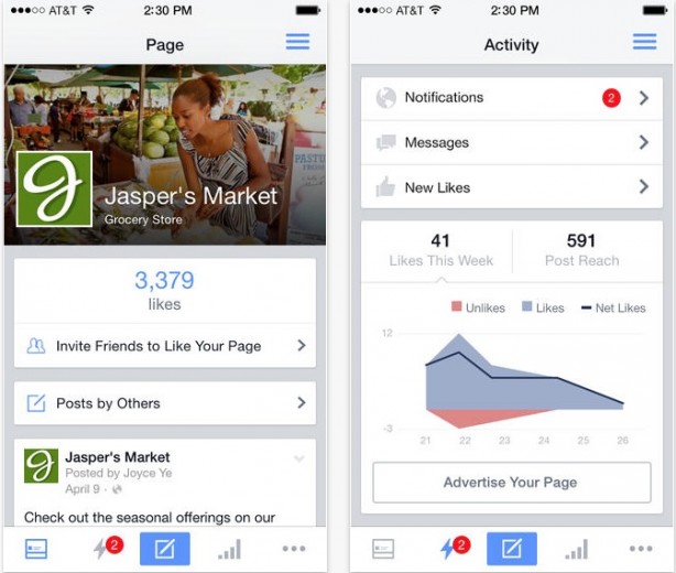 Si aggiorna “Gestore delle Pagine Facebook” per iOS