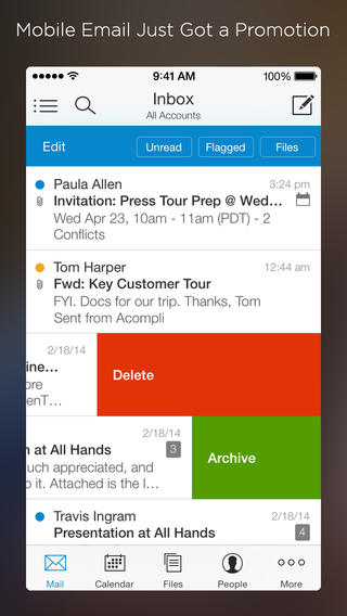 Acompli aggiunge il supporto a Google Drive e Dropbox