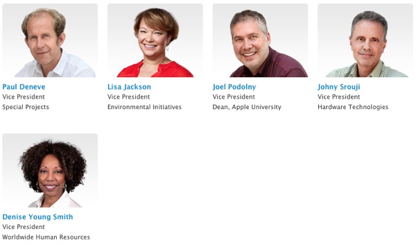 Apple aggiunge 5 vice presidenti alla pagina “leadership” sul suo sito