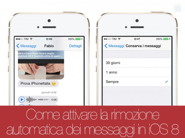 Rimozione messaggi iOS 8
