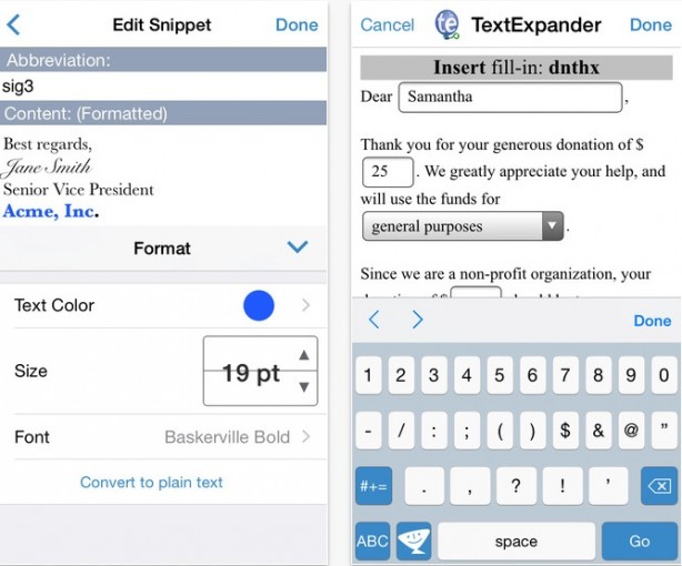 TextExpander 3 iPhone pic0
