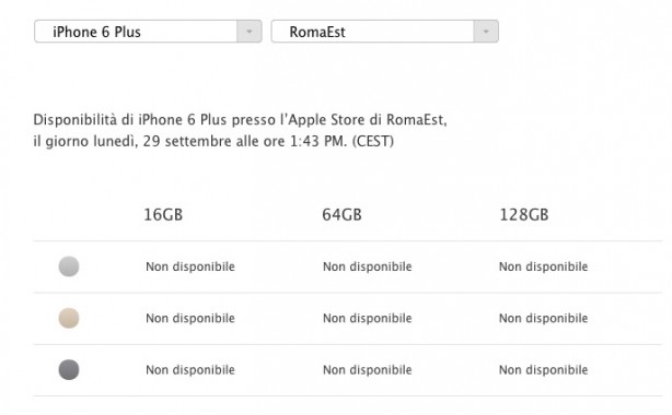 Apple riattiva il servizio “Prenota e Ritira”:  pochissimi iPhone 6 Plus, buona disponibilità per l’iPhone 6