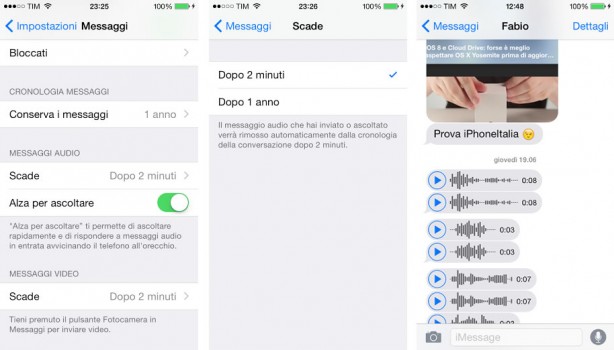 iMessage iOS 8 iPhone messaggi vocali