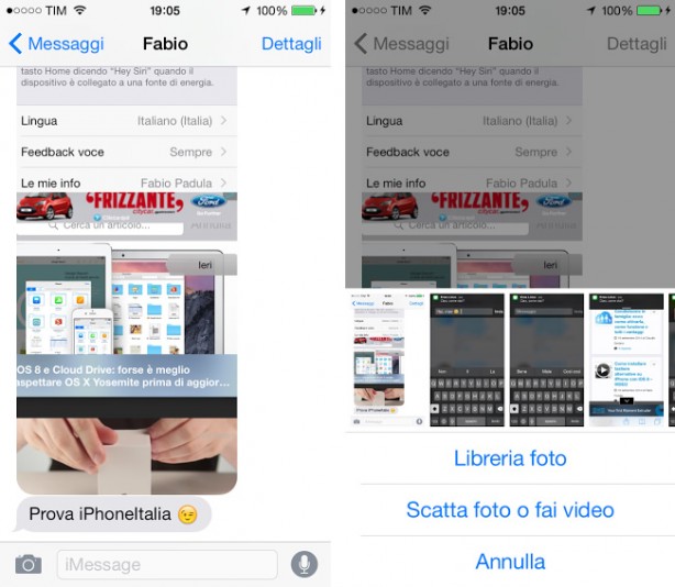 Come inviare fotografie o messaggi vocali tramite iMessage con iOS 8 – Noob’s Corner