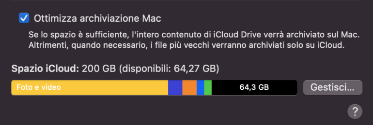 ottimizza spazio icloud drive