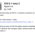 Apple rilascia iOS 8.1 beta 2 agli sviluppatori