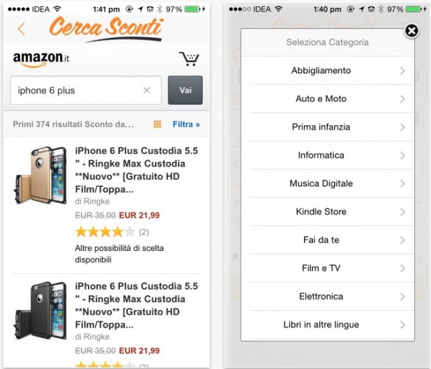 Cerca Sconti, l’app che trova le offerte su Amazon
