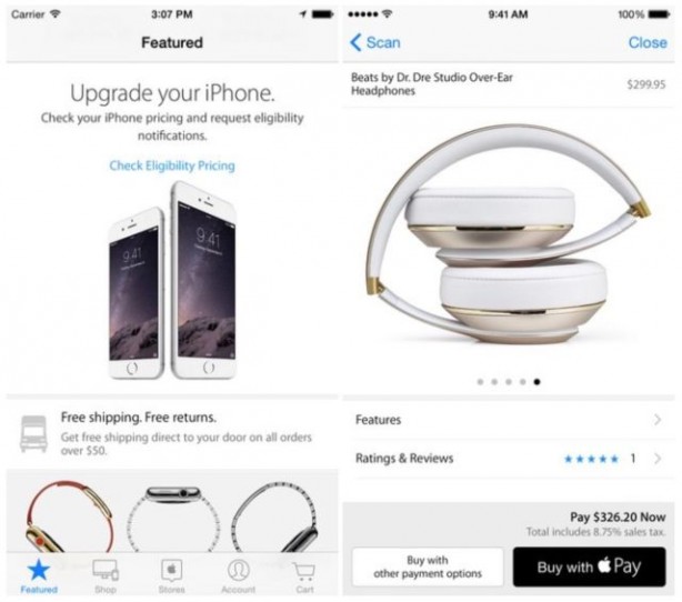 L’app dell’Apple Store si aggiorna con il supporto ad Apple Pay