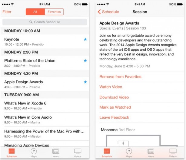 L’app WWDC di Apple si aggiorna per iOS 8 e iPhone 6/6 Plus