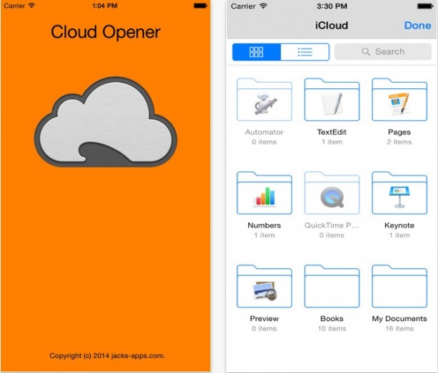 Cloud Opener: carica, sfoglia, apri, sposta o elimina i documenti dal tuo iCloud