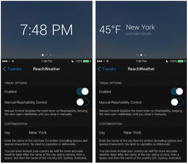 ReachWeather: visualizza il meteo in Reachability – Cydia