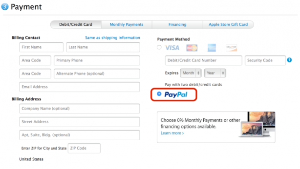 Apple accetta i pagamenti tramite PayPal sugli store online USA e UK