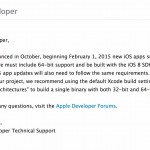 Apple ricorda agli sviluppatori di preparare le app a 64-bit prima della scadenza del termine