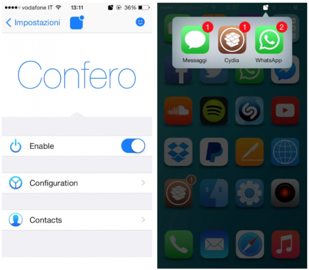 Confero, organizza tutti i badge di notifica nella barra di stato – Cydia