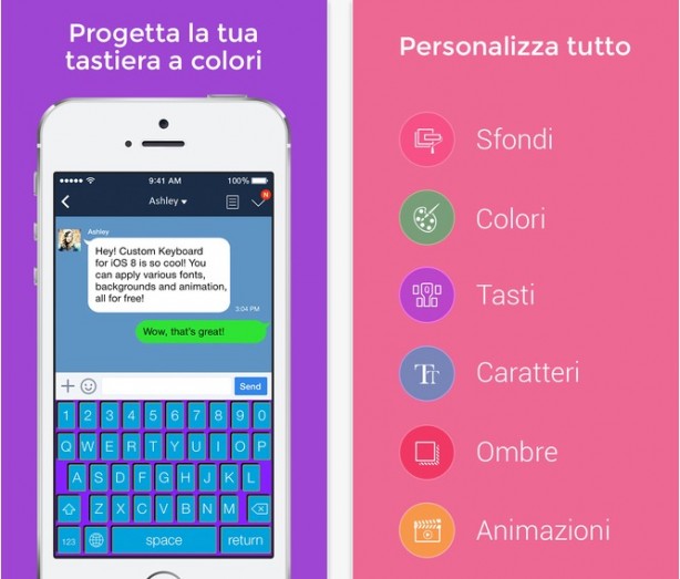 Tastiera per iOS 8: caratteri, colori, sfondi e animazioni per la tua tastiera personalizzata